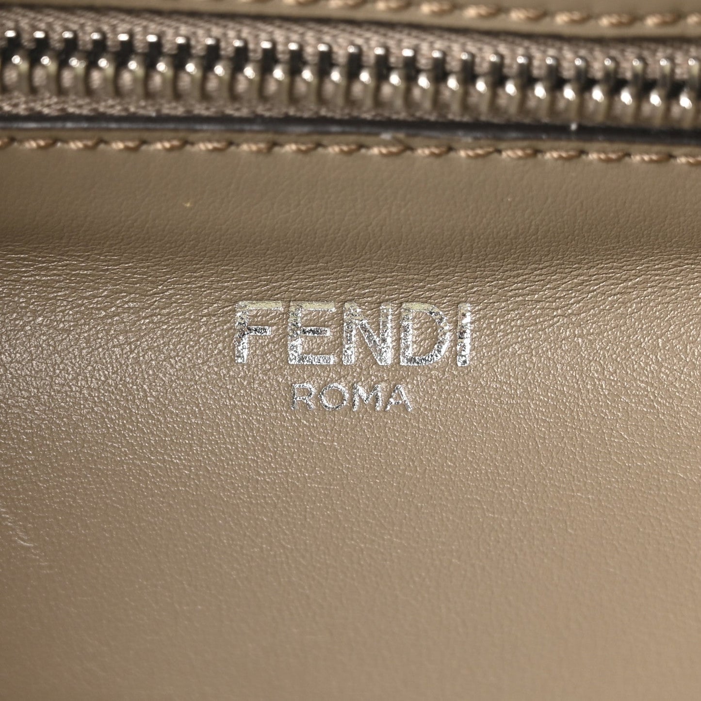 Fendi Cuoio Romano Vitello Cover Glazed Fabric Bi-Color FF 1974 Mini Peekaboo I SEE U Satchel Tartufo Banana Tobacco Moro