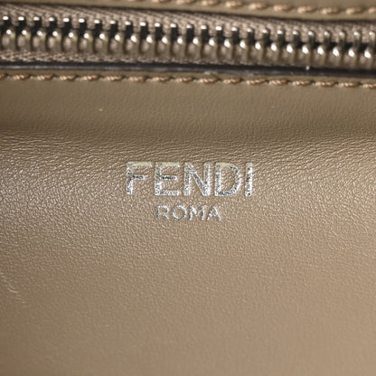 Fendi Cuoio Romano Vitello Cover Glazed Fabric Bi-Color FF 1974 Mini Peekaboo I SEE U Satchel Tartufo Banana Tobacco Moro