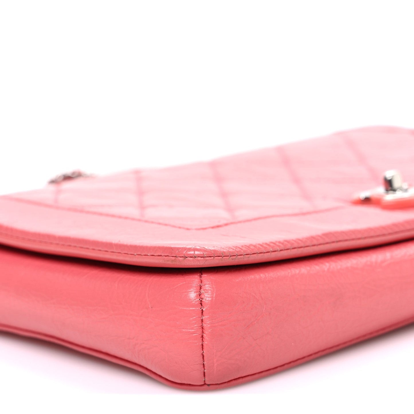 Chanel Crumpled Calfskin Quilted Bi Vintage Small Single Flap Pink