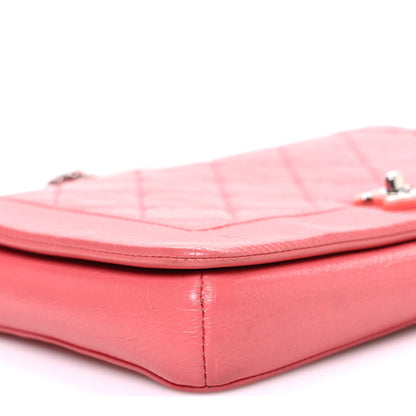 Chanel Crumpled Calfskin Quilted Bi Vintage Small Single Flap Pink