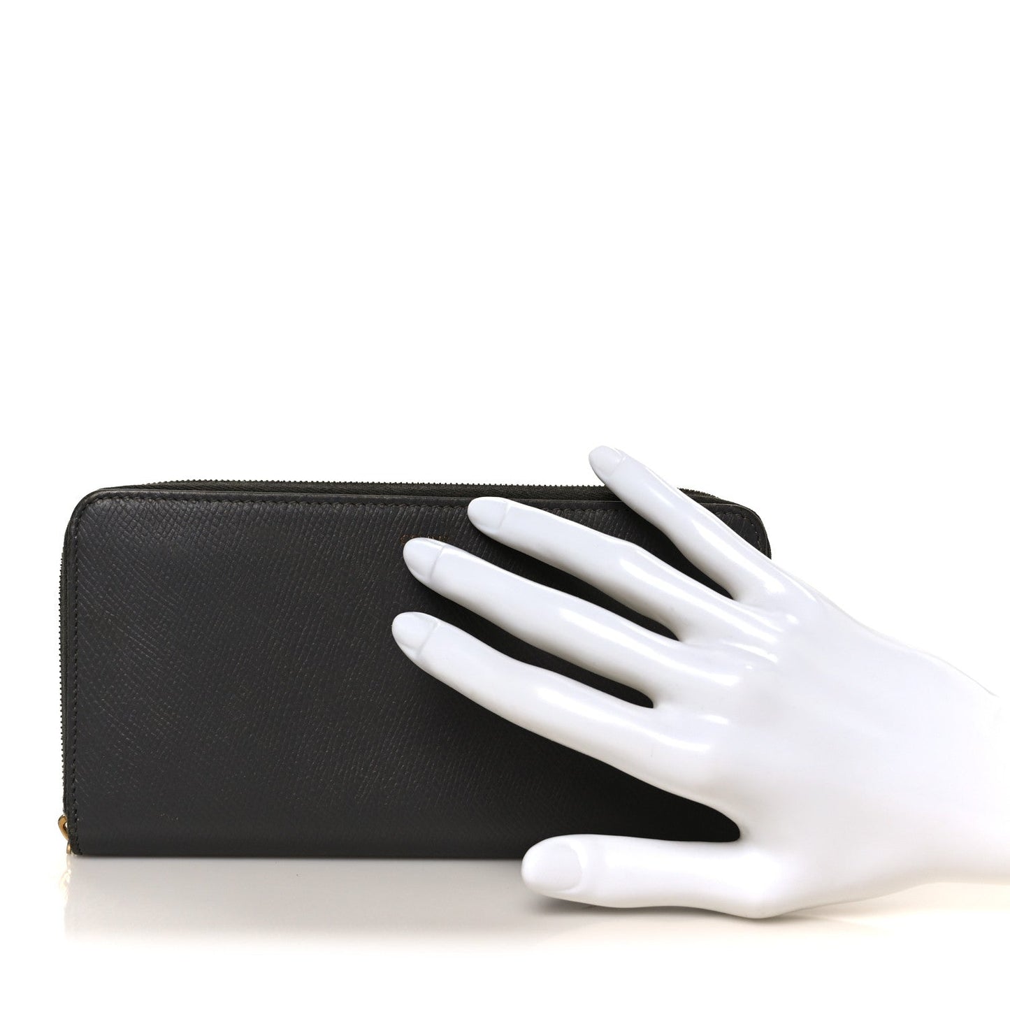 Celine Drummed Calfskin Large Zip Around Multifunction Wallet Grey