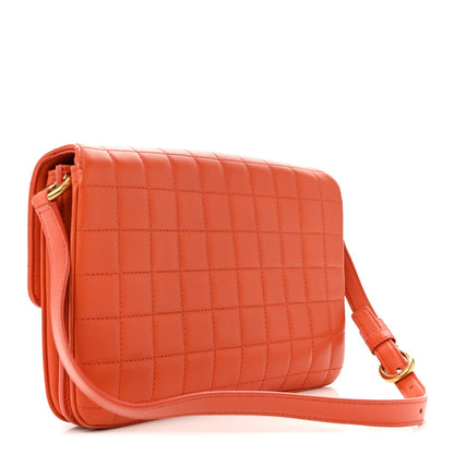 Saint Laurent Lambskin Carre Quilted Le Maillon Satchel Orange