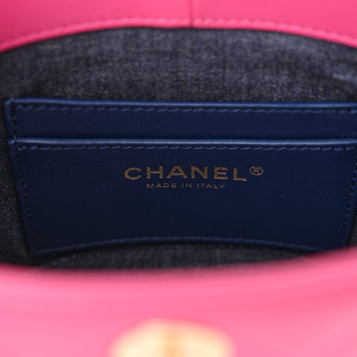 Chanel Lambskin Resin Elegant Chain Vanity Case Dark Pink
