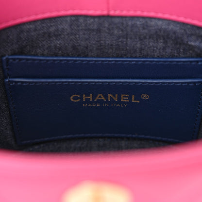 Chanel Lambskin Resin Elegant Chain Vanity Case Dark Pink