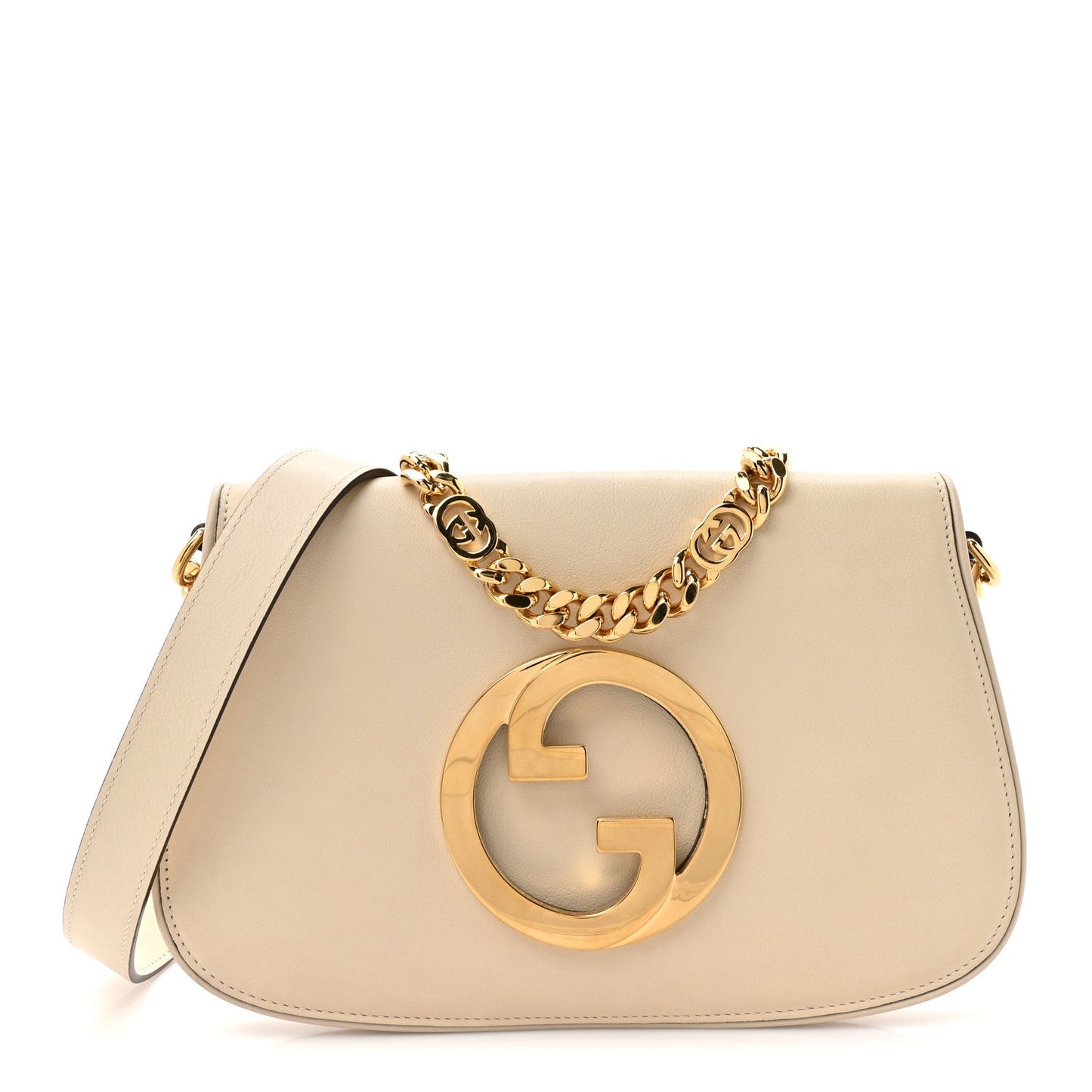 Gucci Roxy Calfskin Blondie Chain Shoulder Flap Bag Mystic White