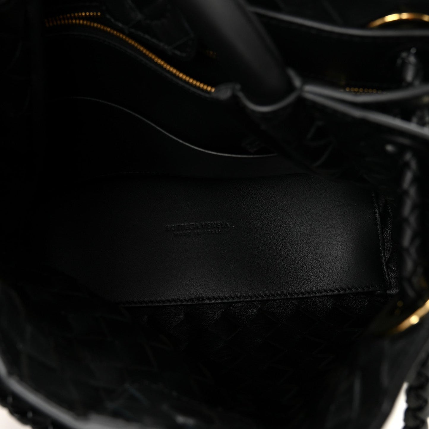 Bottega Veneta Nappa Intrecciato Small Andiamo Shoulder Bag Black