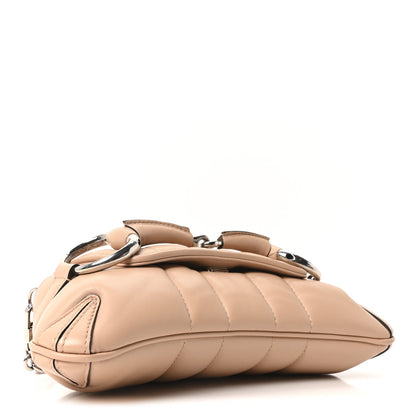 Gucci Nappa Vertical Matelasse Small Maxi Horsebit Chain Shoulder Bag  Rose Beige