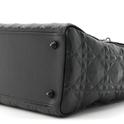 Christian Dior Calfskin Cannage Diamond Cannage Medium Lady Dior Black