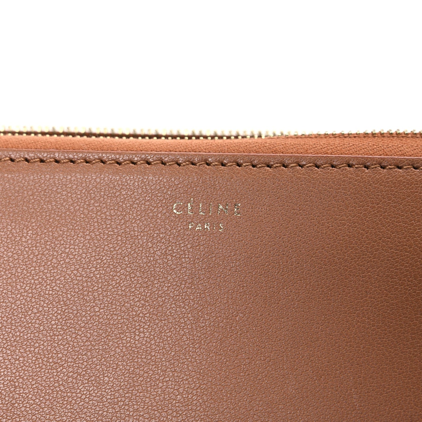 Celine Calfskin Zip Around Multifunction Wallet Tan