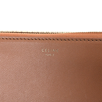 Celine Calfskin Zip Around Multifunction Wallet Tan