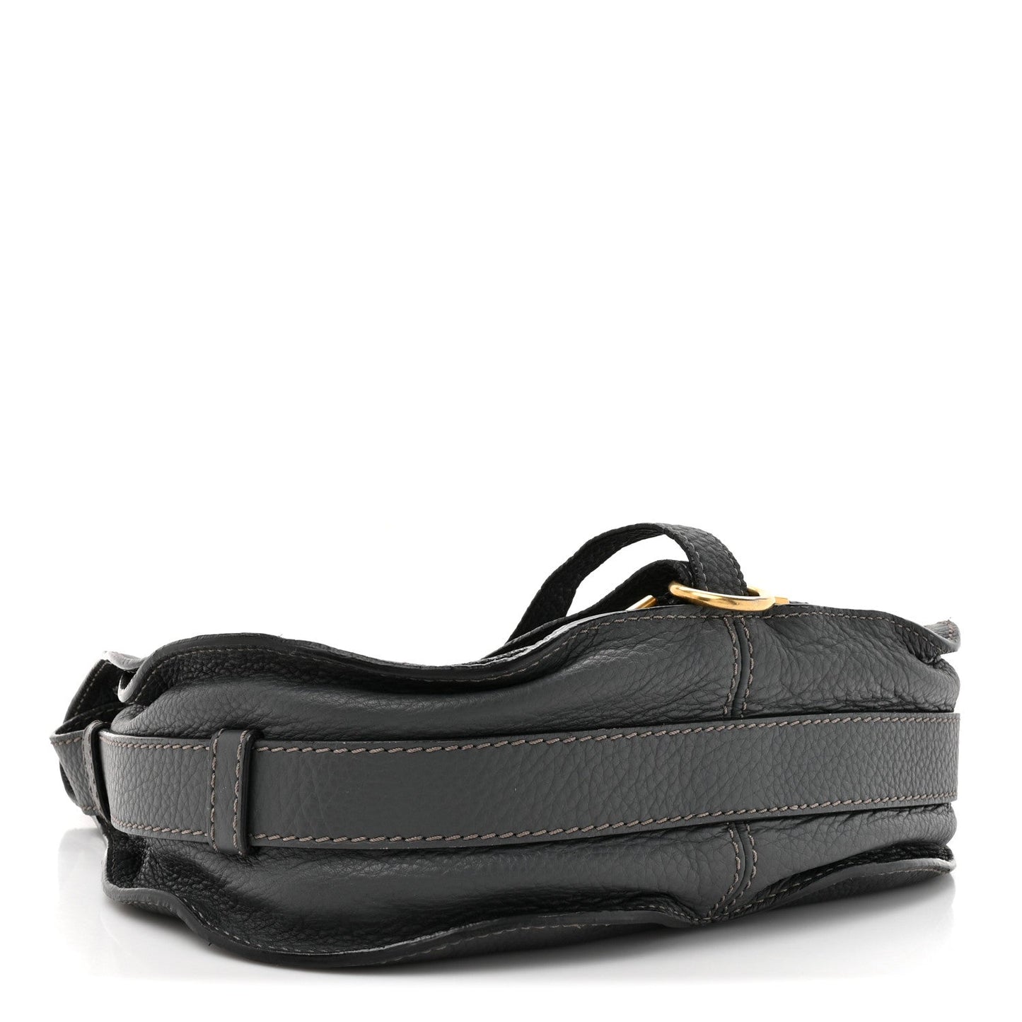 Chloe Grained Calfskin Medium Marcie Saddle Bag Iron Grey