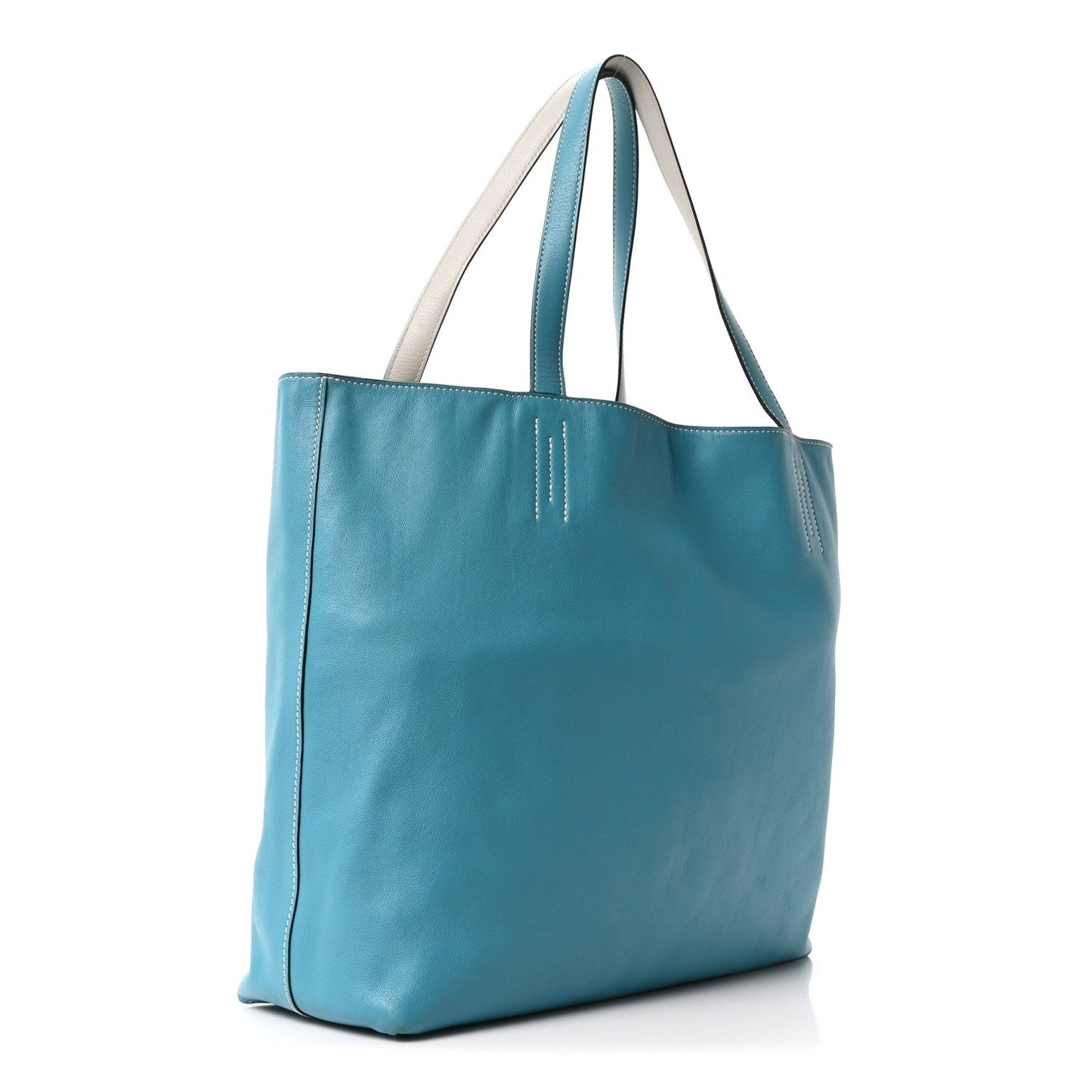 Hermes Veau Sikkim Double Sens 36 Reversible Tote Turquoise Gris Perle
