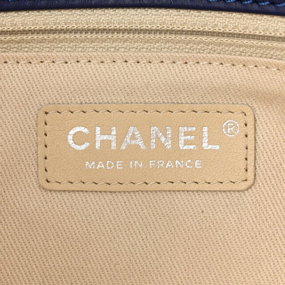 Chanel Calfskin Quilted Double Stitch Hamptons Clutch with Chain Blue