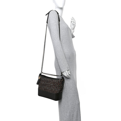 Chanel Tweed Calfskin Medium Gabrielle Hobo Brown
