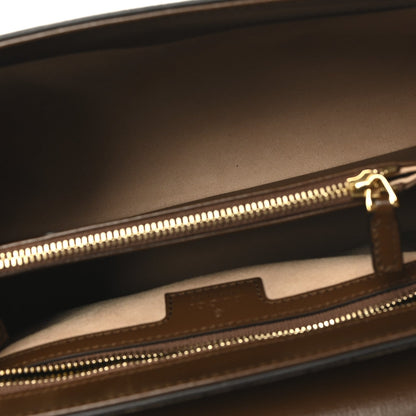 Gucci GG Supreme Monogram Calfskin Medium Horsebit 1955 Top Handle Bag Beige Ebony Brown Sugar