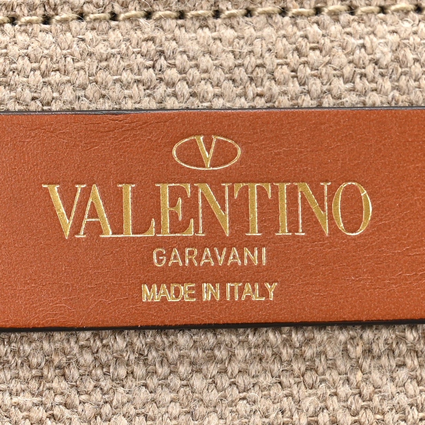 Valentino Garavani Calfskin Linen Supervee Crossbody Bag Saddle Brown Natural