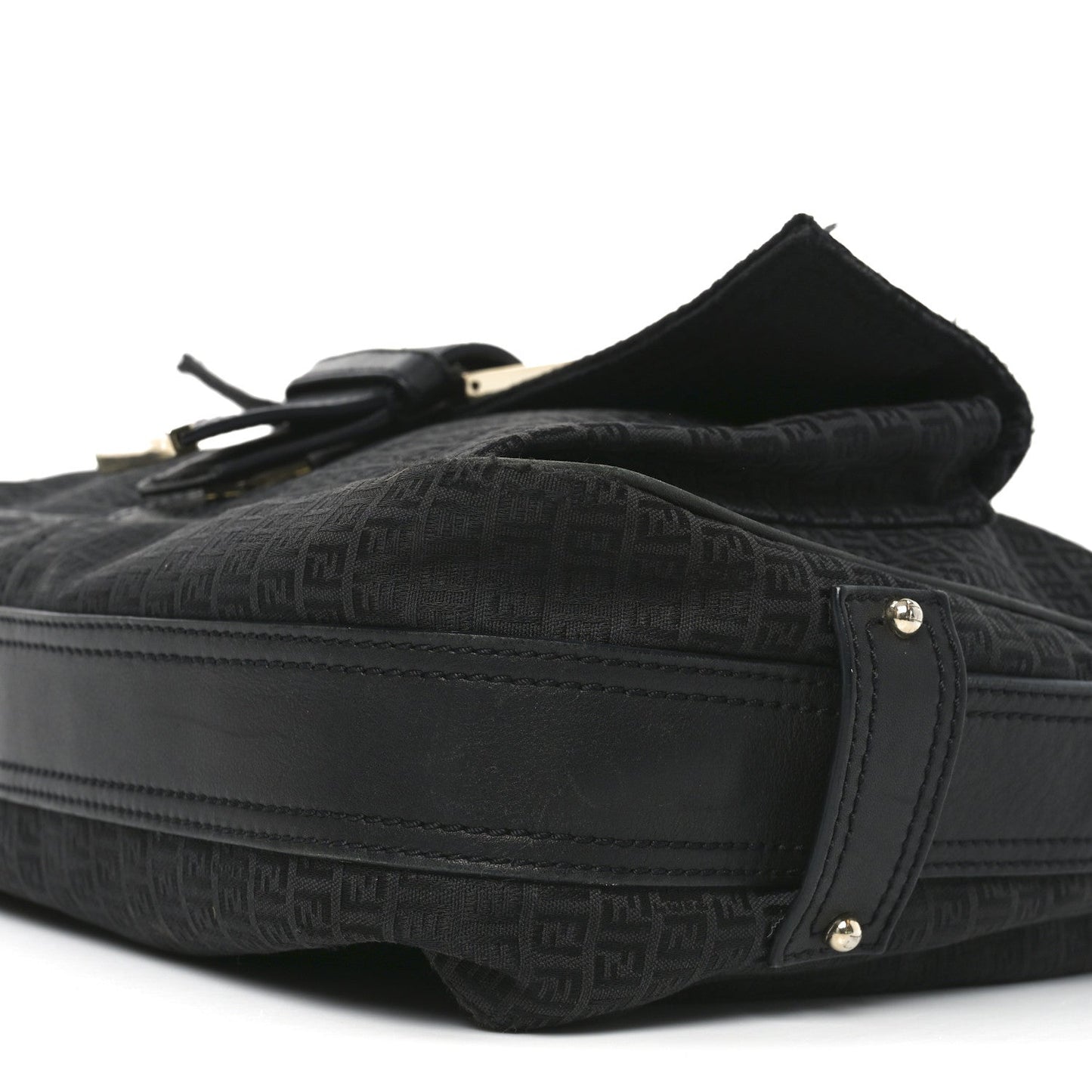 Fendi Zucchino Vitello Shoulder Bag Black