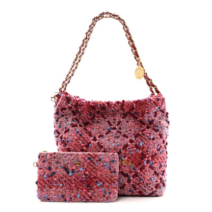 Chanel Tweed Quilted Chanel 22 Pink Burgundy