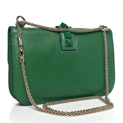 Valentino Garavani Vitello Medium Glam Lock Rockstud Flap Pop Green