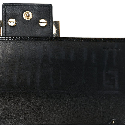 Fendi Patent Zucchino Continental Wallet Black