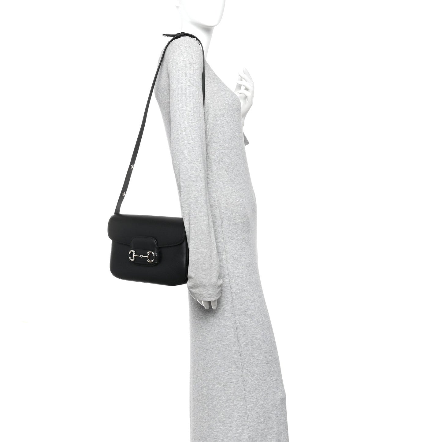 Gucci Ciny Lux Calfskin Horsebit 1955 Soft Small Shoulder Bag Black