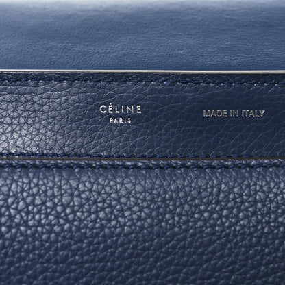 Celine Drummed Calfskin Suede Medium Trapeze Navy Blue