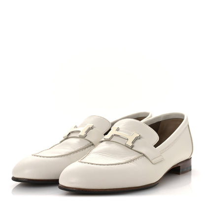 Hermes Calfskin Womens Paris Loafers 37 White