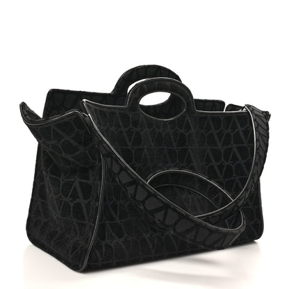 Valentino Garavani Toile Iconographe Goatskin Le Troisieme Shopping Bag Black