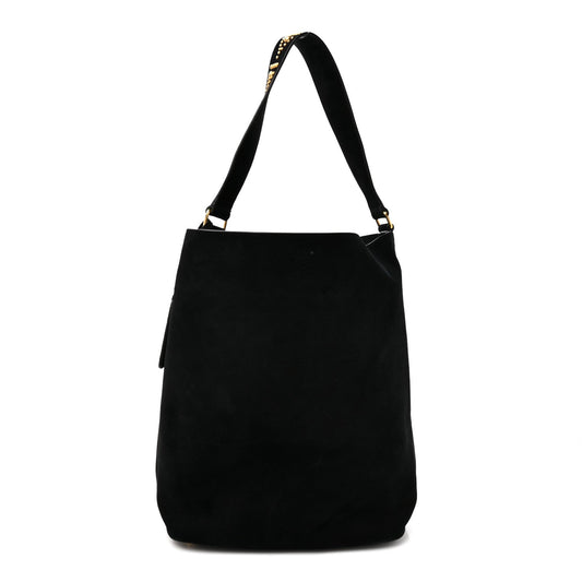 Saint Laurent Suede Studded Bucket Bag Black