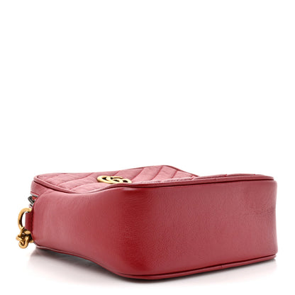 Gucci Azalea Calfskin Matelasse Diagonal Tall GG Marmont Crossbody Bag Romantic Cerise