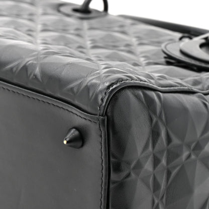 Christian Dior Calfskin Cannage Diamond Cannage Medium Lady Dior Black