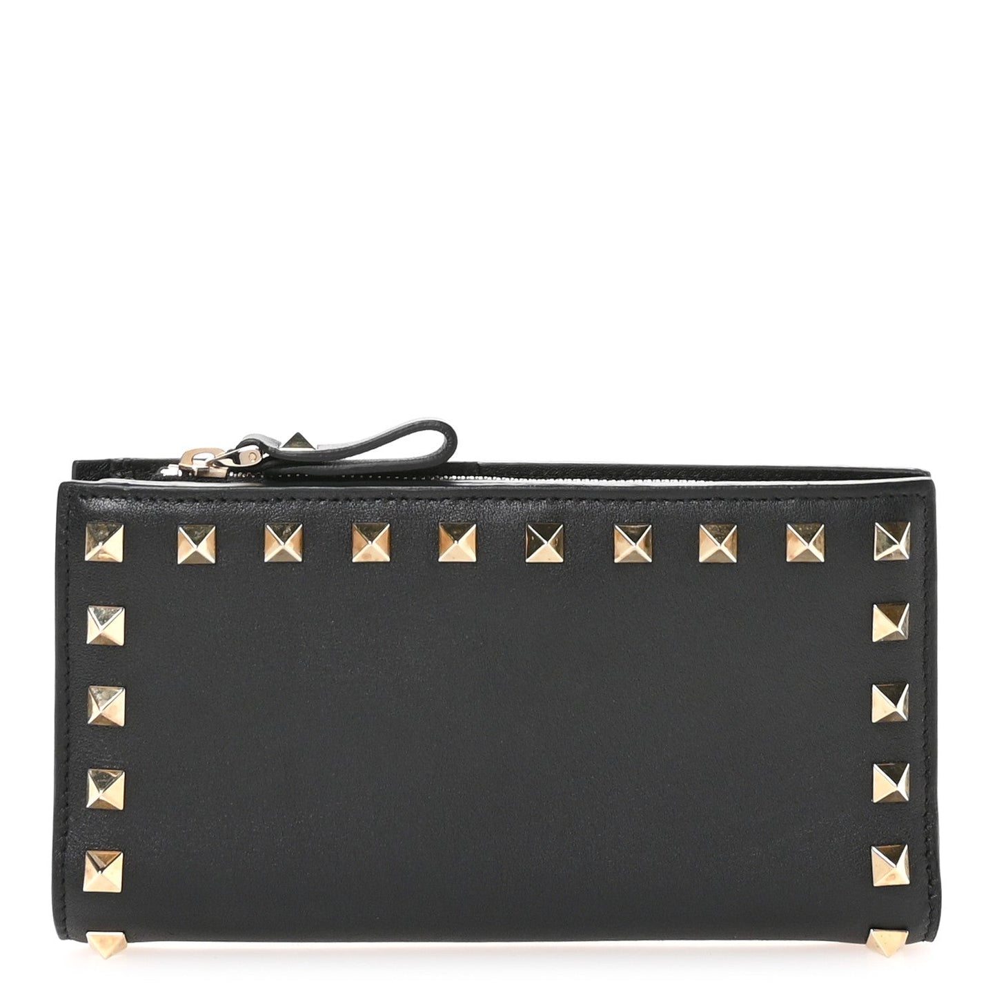 Valentino Garavani Calfskin Rockstud Continental Wallet Black
