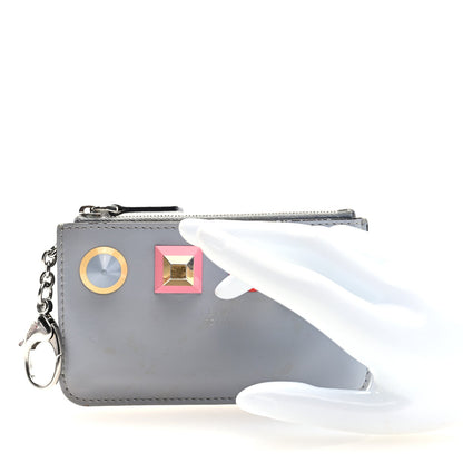 Fendi Vitello Liberty Studded Coin Pouch Key Case Ardesia Multicolor