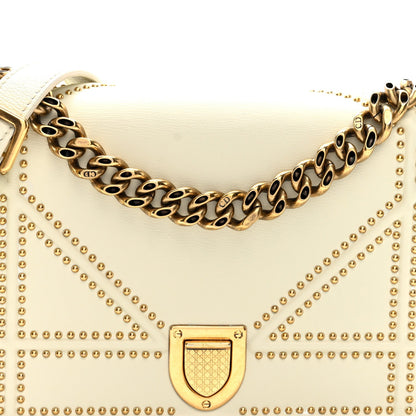 Christian Dior Lambskin Studded Small Diorama Flap Bag Latte
