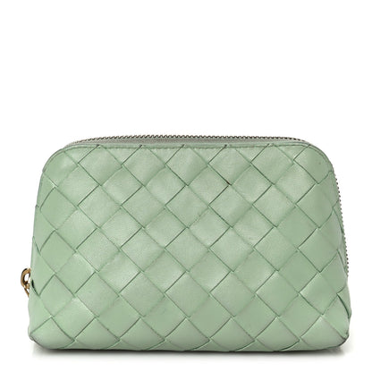 Bottega Veneta Nappa Intrecciato Small Beauty Pouch Fresh Mint