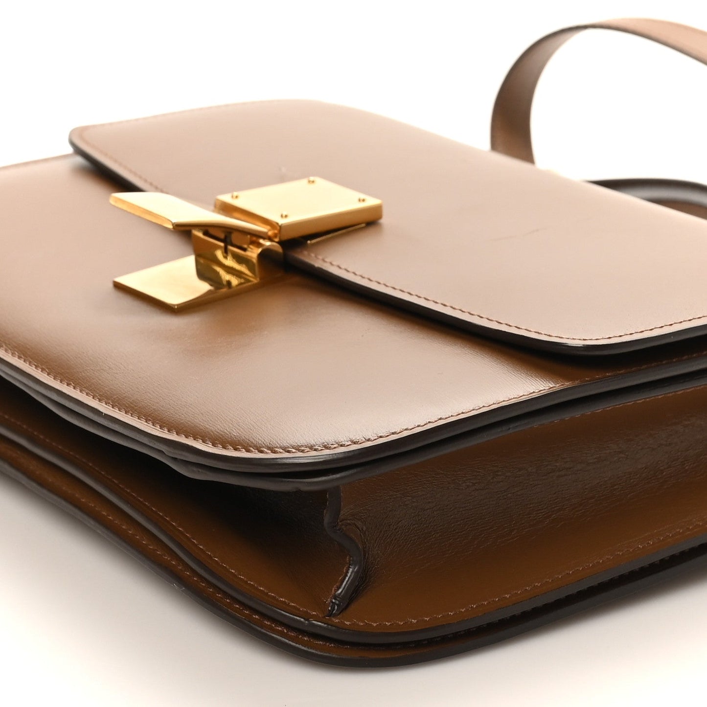Celine Box Calfskin Medium Classic Box Flap Bag Camel