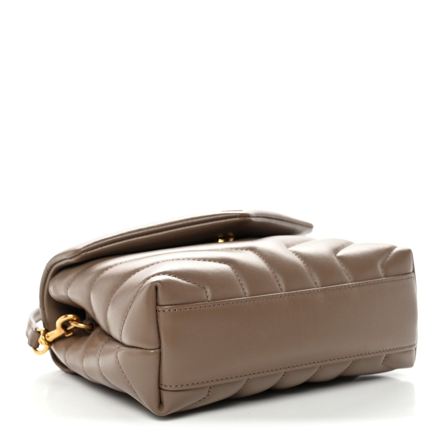 Saint Laurent Calfskin Y Quilted Monogram Toy Loulou Crossbody Bag Taupe