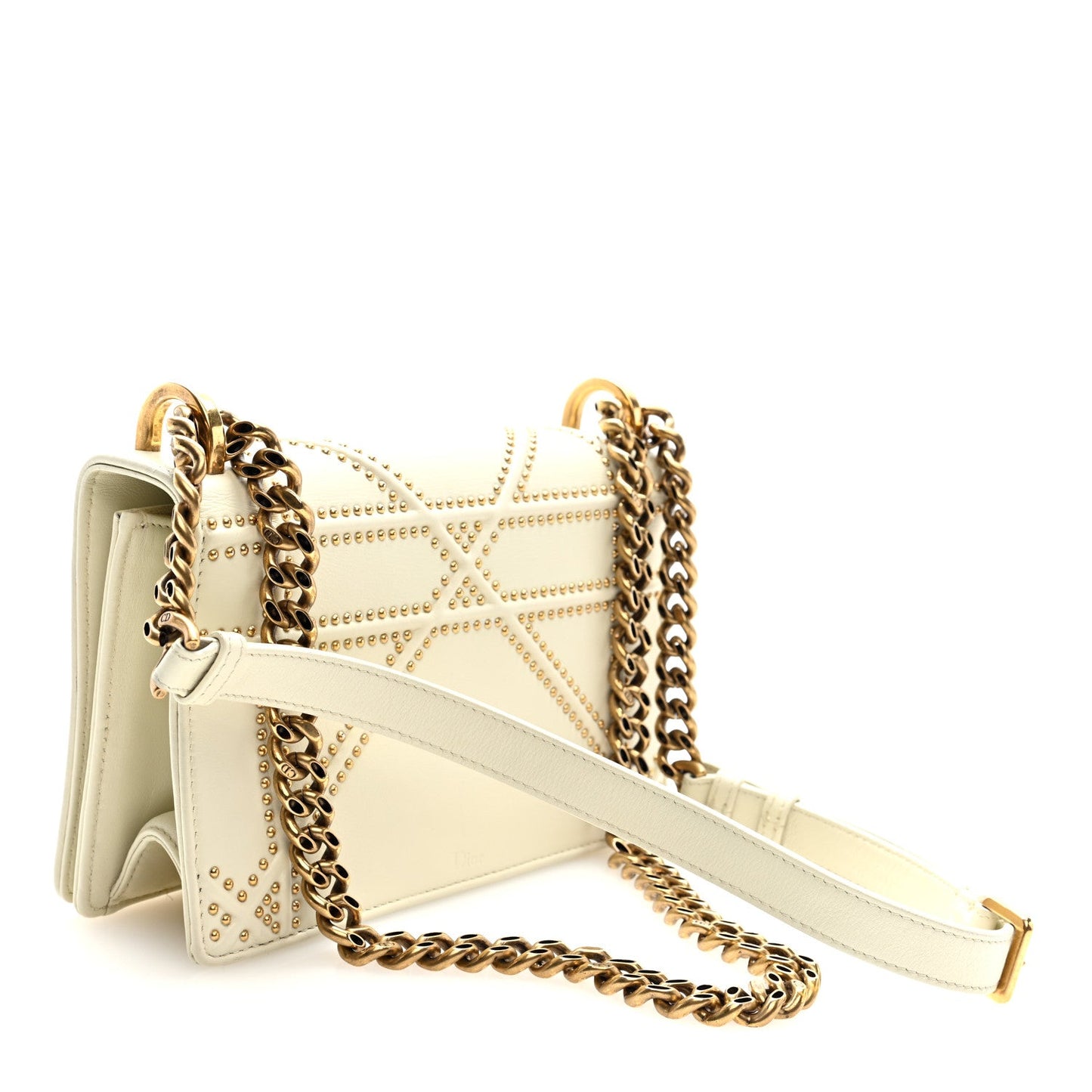 Christian Dior Lambskin Studded Small Diorama Flap Bag Latte