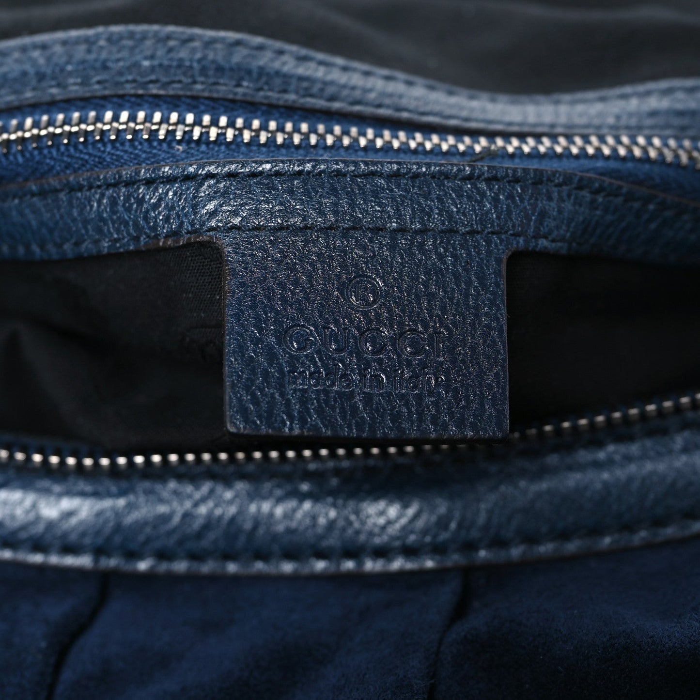 Gucci Suede Medium Icon Bit Shoulder Bag Blue