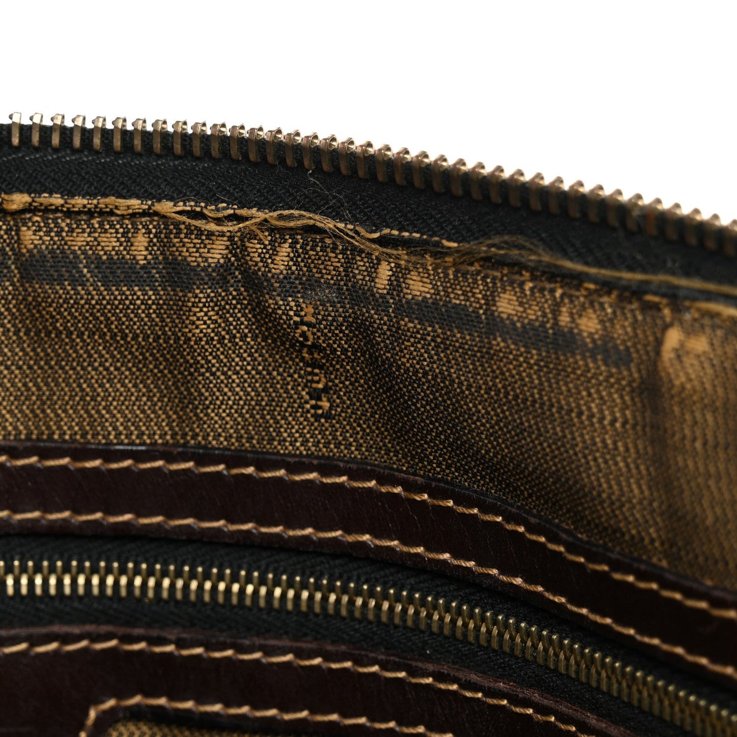 Fendi Zucca Zipped Baguette Tobacco