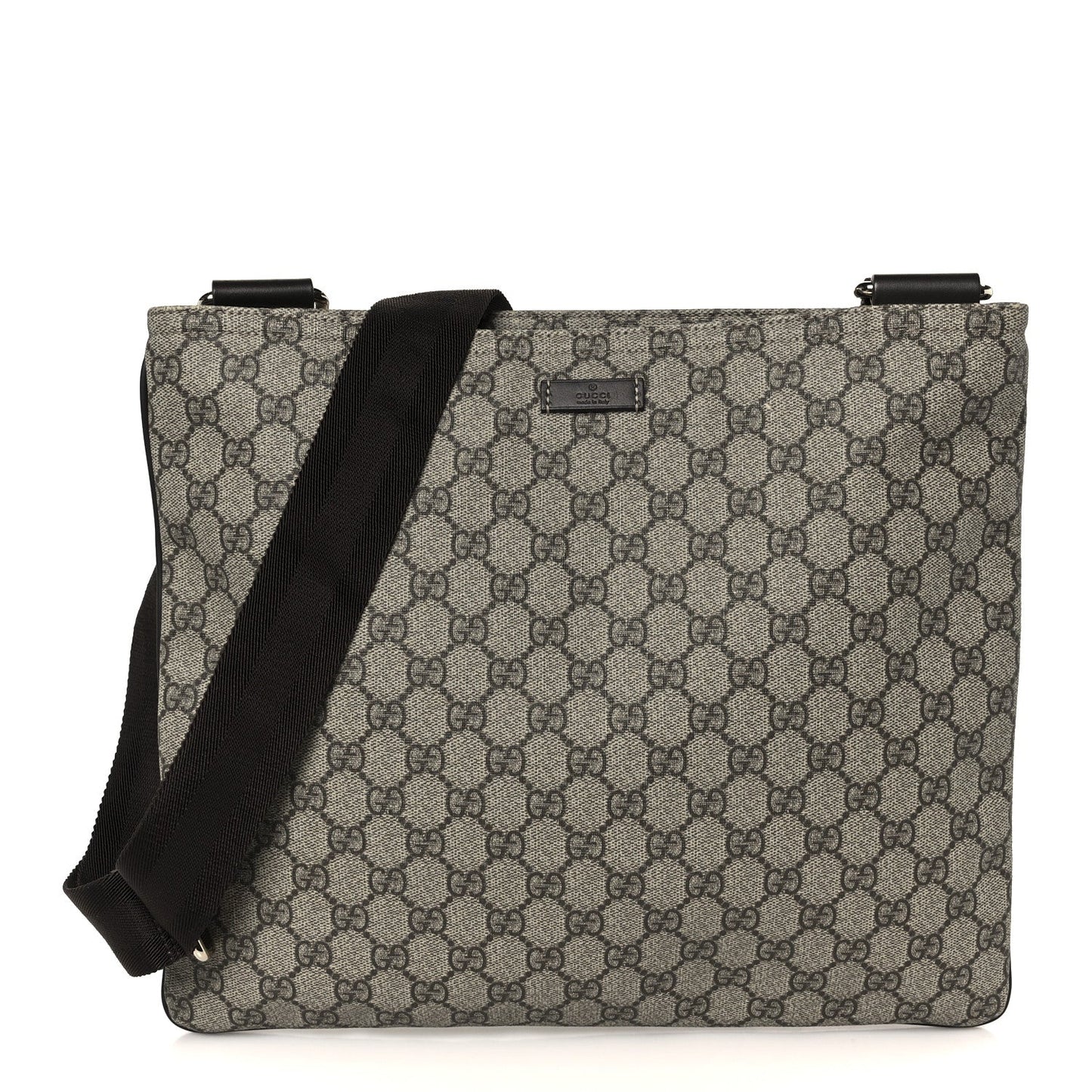 Gucci GG Supreme Monogram Medium Flat Messenger Bag Dark Brown