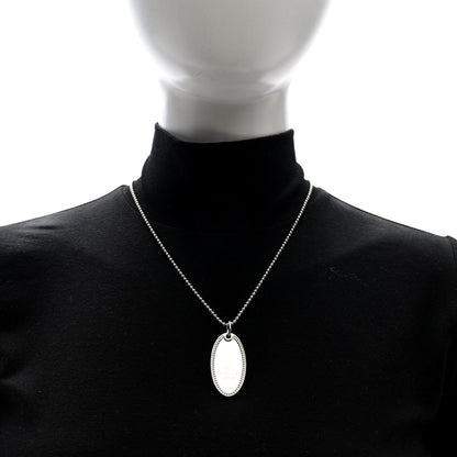 Gucci Sterling Silver Trademark Logo Oval Pendant Necklace