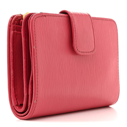 Prada Vitello Move Metal Compact Wallet Peonia