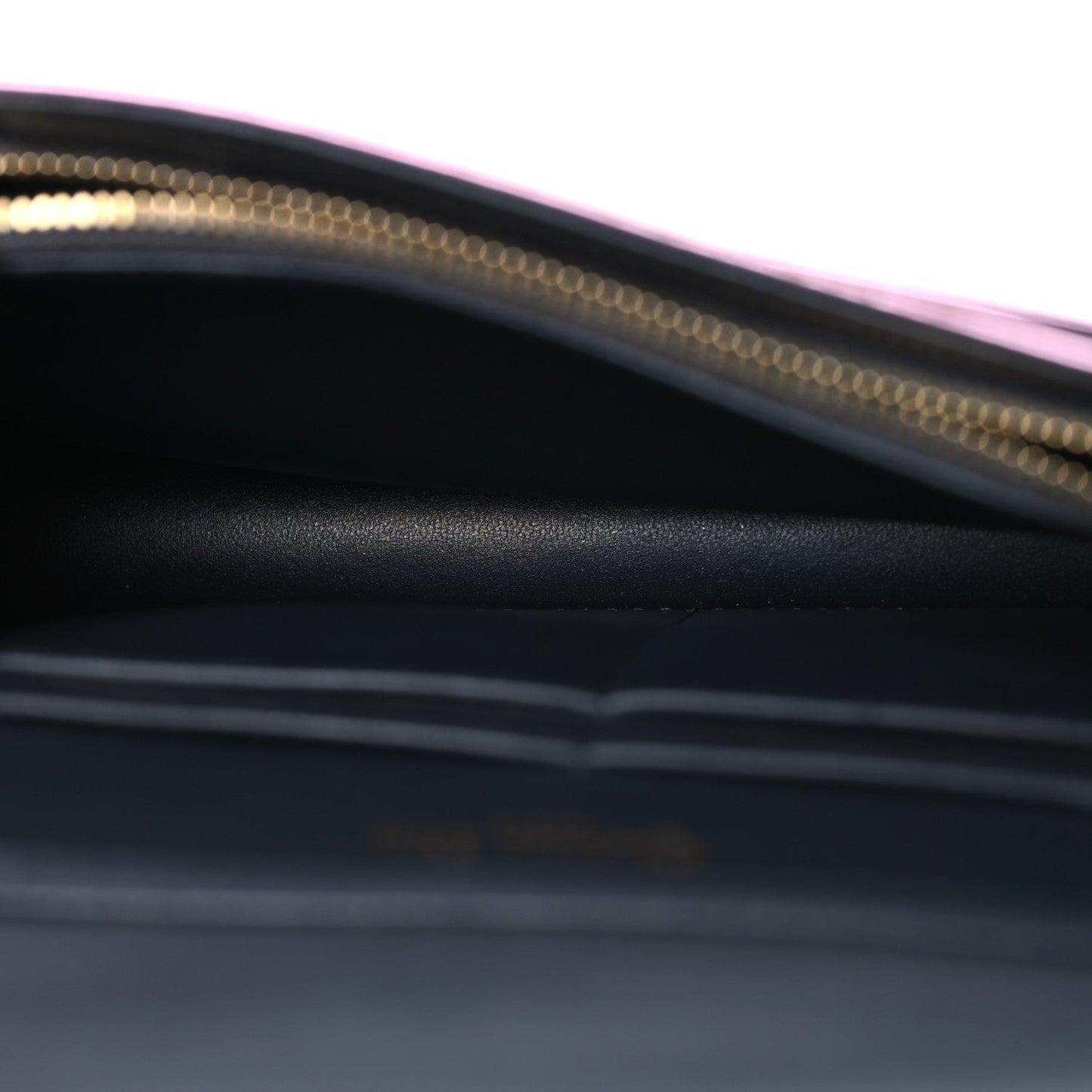 Christian Dior Metallic Patent Micro-Cannage Diorama Wallet on Chain Pouch Pink