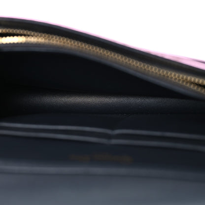 Christian Dior Metallic Patent Micro-Cannage Diorama Wallet on Chain Pouch Pink