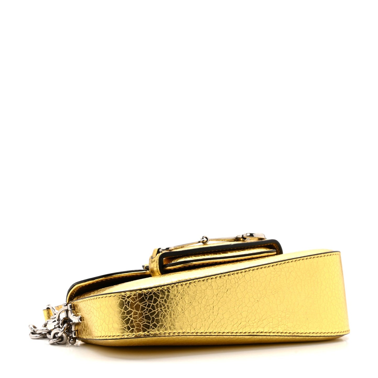 Gucci Metallic Demetra Mini Horsebit 1955 Asymmetric Shoulder Bag Gold