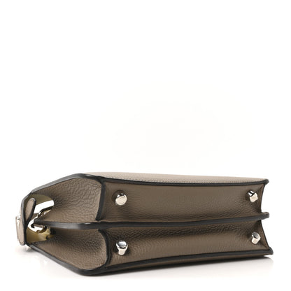Fendi Cuoio Romano Vitello Cover Glazed Fabric Bi-Color FF 1974 Mini Peekaboo I SEE U Satchel Tartufo Banana Tobacco Moro