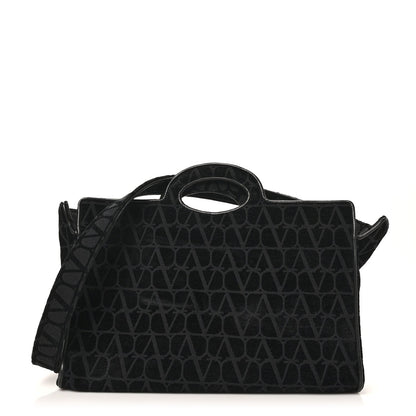 Valentino Garavani Toile Iconographe Goatskin Le Troisieme Shopping Bag Black