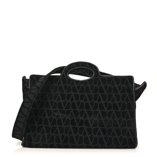 Valentino Garavani Toile Iconographe Goatskin Le Troisieme Shopping Bag Black