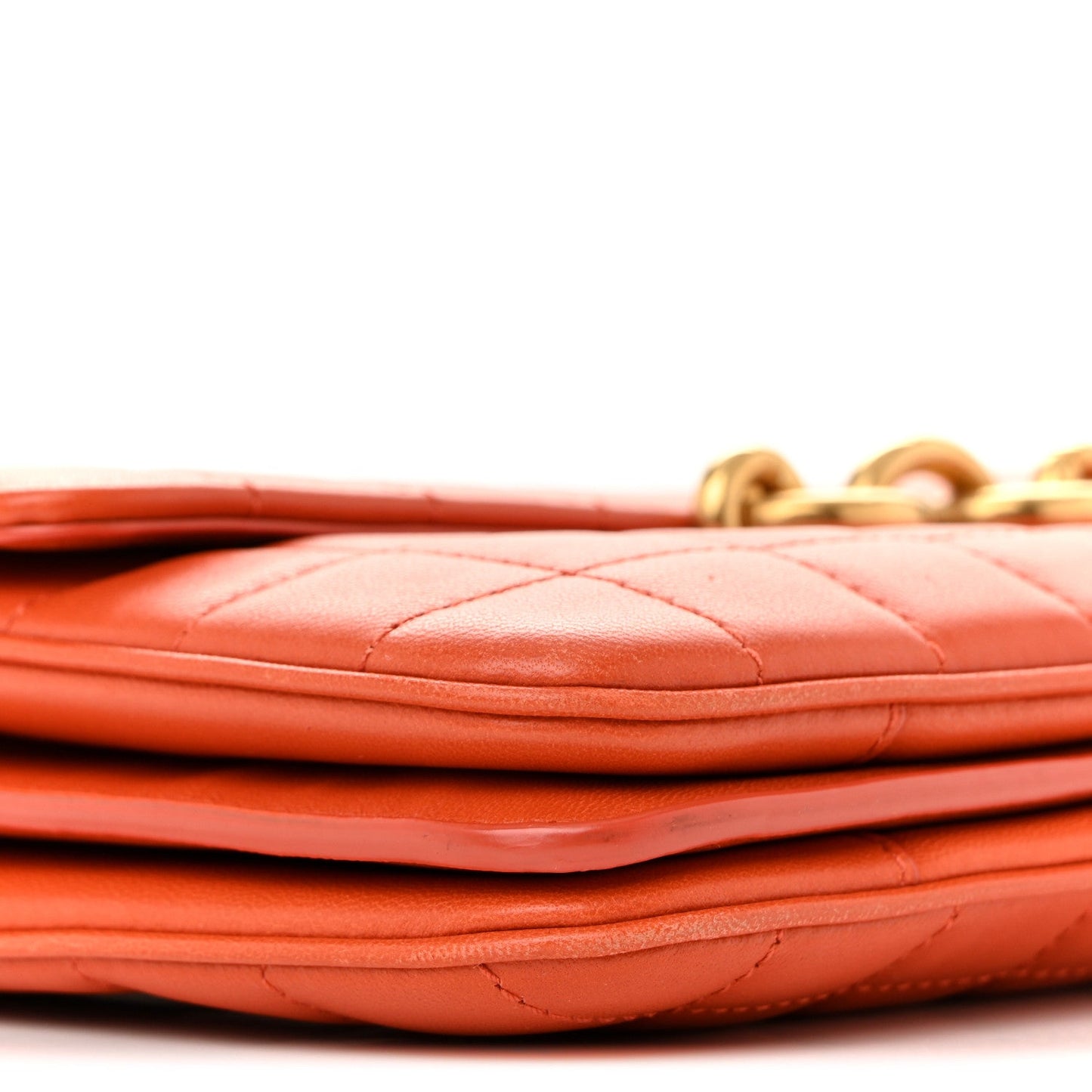 Saint Laurent Lambskin Carre Quilted Le Maillon Satchel Orange